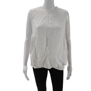 Derek Lam Womens Layered Detail Strap Accent Sleeveless Top White Size M